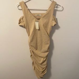 Gold sparkly ruched dress